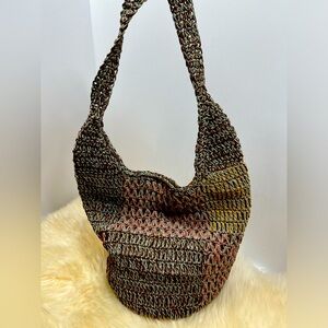 Sun & Sand Crochet Raffia woven Hobo Shoulder Bag